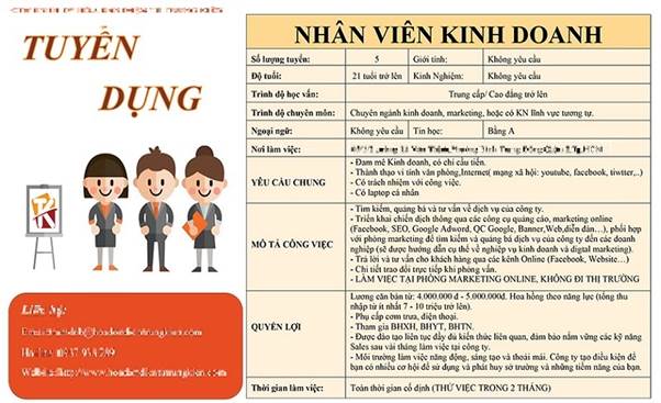 Mẫu thông báo tuyển dụng nhân viên kinh doanh