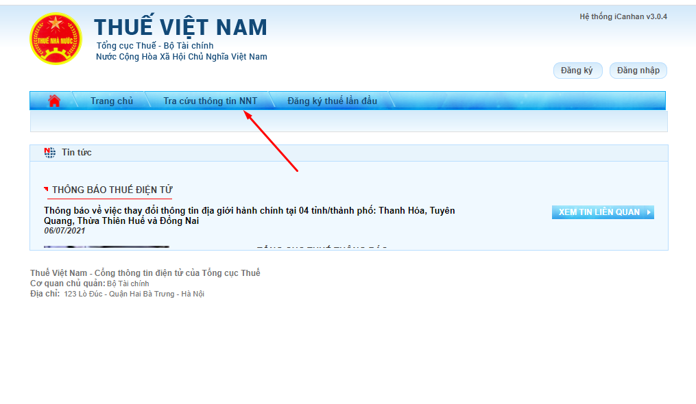 tra cứu mã số thuế cá nhân qua trang web thuế điện tử