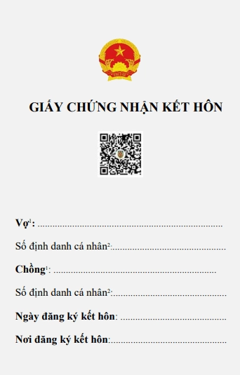 giấy chứng nhận kết hôn bản điện tử